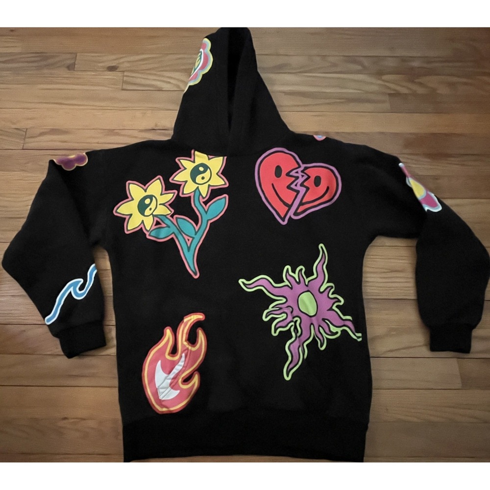 PacSun Wildest Dreams Hoodie Flowers Broken Heart Sun Flames Women S Oversized